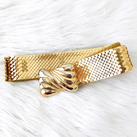 Accessories - Vintage Gold Fish Mermaid Scale Ribbon Belt